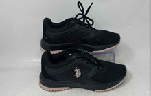 Load image into Gallery viewer, U.S. Polo Assn. Womens Black Pink Lace-Up Low Top Sneaker Shoes Size 7