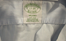 Load image into Gallery viewer, Brooks Brothers Mens Blue White Striped Non Iron Milano Dress Shirt Size 17-34