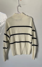 Load image into Gallery viewer, Calvin Klein Womens Cream Black Striped Knitted Pullover Sweater Size L
