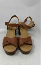 Load image into Gallery viewer, Lucky Brand Womens Haidlee Brown Leather Block Ankle Strap Heels Size 9M