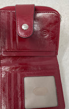 Load image into Gallery viewer, Bostanten Womens Red Leather Card Slots Compartment Zipper Bi-Fold Wallet