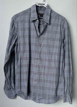 Load image into Gallery viewer, Michael Kors Mens Gray Plaid Print Slim Fit Long Sleeve Button-Up Shirt Size M