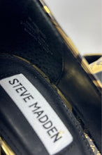 Load image into Gallery viewer, Steve Madden Womens Gold & Black Pointed Toe Slip-On Pump Heels Size 9