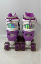 Load image into Gallery viewer, Sports Kids Purple White Light-Up Wheels Adjustable Roller Skates Size 31-34