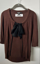 Load image into Gallery viewer, DKNY Womens Brown Knitted 3/4 Sleeve Tie Front Cardigan Sweater Size P/S