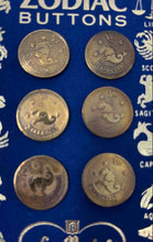 Load image into Gallery viewer, La Mode Gold Metal Round Astrology Signs Sewing Craft Zodiac Buttons Set Of 6