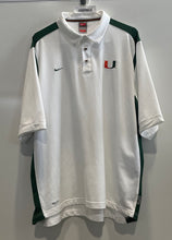 Load image into Gallery viewer, Nike Mens White Short Sleeve Miami Hurricanes College-NCAA Polo Shirt Size L
