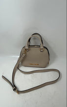 Load image into Gallery viewer, Adrienne Vittadini Womens Cream Monogram Embossed Faux Leather Crossbody Bag