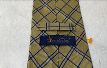Load image into Gallery viewer, Oscar De La Renta Mens Yellow Blue Plaid Silk Adjustable Keeper Loop Pointed Tie