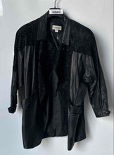 Load image into Gallery viewer, Charles Klein Womens Black 3/4 Sleeve Collared Button Front Leather Jacket Sz L