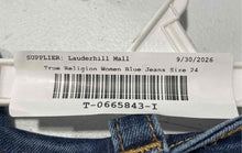 Load image into Gallery viewer, True Religion Womens Blue Denim Dark Wash Frayed Hem Skinny Leg Jeans Size 24