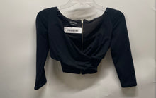Load image into Gallery viewer, Bebe Womens Black Long Sleeve Twisted Front Back-Zip Cropped Blouse Top Size S
