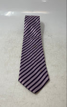 Load image into Gallery viewer, Hugo Boss Mens Purple Striped Print Silk Keeper Loop Pointed Tie