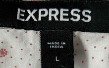 Load image into Gallery viewer, Express Womens Blue White Black Polka Dots Collared Button-Up Shirt Size L