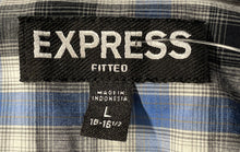 Load image into Gallery viewer, Express Mens Multicolor Plaid Cotton Long Sleeve Pockets Button-Up Shirt Size L