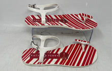 Load image into Gallery viewer, Katy Perry Womens The Geli White Red Christmas Flat Ankle Strap Sandals Size 7