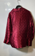 Load image into Gallery viewer, Chico's Womens Red Shimmer Textured Pleated Long Sleeve Two-Button Blazer Size 3
