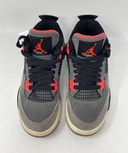 Load image into Gallery viewer, Authentic Nike Kids Jordan 4 Retro Gray Red Sneaker Shoes Size 3.5Y Damaged
