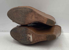 Load image into Gallery viewer, Authentic Tory Burch Womens Brown Perforated Leather Wedge Heel Booties 10M Worn