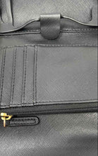 Load image into Gallery viewer, Michael Kors Womens Black Monogram Leather Detachable Wrist Strap Trifold Wallet
