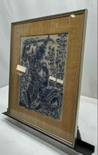 Load image into Gallery viewer, Mid Century Blue Thai Temple Rubbing Warrior Figure Framed Wall Decor Art Print