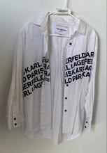 Load image into Gallery viewer, Karl Lagerfeld Womens White And Black Printed Button-Up Shirt Size Medium Auth