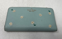 Load image into Gallery viewer, Kate Spade New York Womens Turquoise Embroidered Leather Card Slot Bifold Wallet