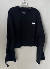 Load image into Gallery viewer, VVV The Brand Unisex Black Cropped Tape Crewneck Streetwear Sweater Size S