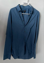 Load image into Gallery viewer, Express Mens Blue Slim Long Sleeve Collared Button-Up Shirt Size Medium