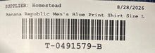 Load image into Gallery viewer, Banana Republic Mens Blue Print Collared Short Sleeve Button-Up Shirt Size Large