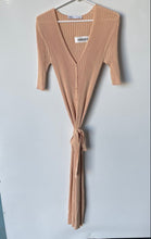 Load image into Gallery viewer, Zara Womens Peach Ribbed Knit V-Neck Button Front Slit Tie Waist Maxi Dress Sz L