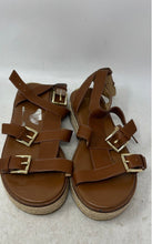 Load image into Gallery viewer, Michael Kors Womens Acorn Brown Leather Ankle Strap Espadrille Sandals Size 8.5M