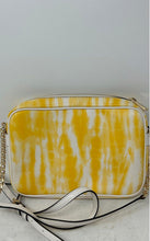 Load image into Gallery viewer, Michael Kors Womens White Yellow Tie-Dye Leather Jet Set East West Crossbody Bag