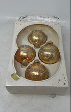 Load image into Gallery viewer, American Classic Gold Tone Holiday Decoration Ball Christmas Ornaments Set Of 4