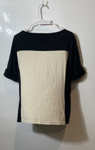 Load image into Gallery viewer, Lauren Ralph Lauren Womens Black Beige Colorblock Short Sleeve Blouse Top Size L