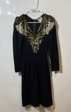 Load image into Gallery viewer, Pat Sandler For Wellmore Womens Black Embellished Sweater Dress Size 12
