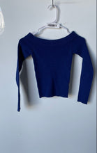 Load image into Gallery viewer, Express Womens Blue Ribbed Long Sleeve Off The Shoulder Pullover Sweater Size S