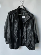 Load image into Gallery viewer, Lane Crawford Womens Black Faux Leather Long Sleeve Button-Front Jacket Size 3X