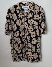 Load image into Gallery viewer, Zara Mens Black Beige Floral Spread Collar Relaxed Fit Button-Up Shirt Size M