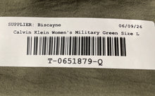 Load image into Gallery viewer, Calvin Klein Womens Military Green Roll Tab Sleeve Button-Up Shirt Size Large