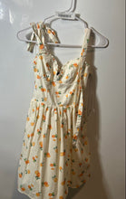 Load image into Gallery viewer, Zara Womens Light Yellow Orange Print Sweetheart Neck Short Mini Dress Size XS