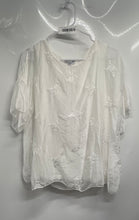 Load image into Gallery viewer, Vanessa Zani Womens White Embroidered Short Sleeve Blouse Top Size M