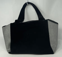Load image into Gallery viewer, Jimmy Choo Parfums Womens Black Silver Tone Glitter Velvet Tote Handbag