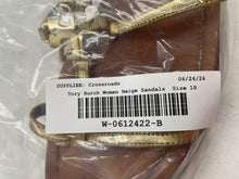 Load image into Gallery viewer, Authentic Tory Burch Womens Lowell Gold Brown Ankle Strap Sandal Sz 9.5M Stained