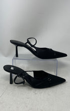 Load image into Gallery viewer, Zara Womens Black Leather Buckle Pointed Toe Slingback Heels Size EUR 41
