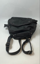 Load image into Gallery viewer, Madison West Womens Black Leather Adjustable Strap Inner Pockets Luxury Backpack