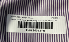 Load image into Gallery viewer, Lands' End Mens White Purple Striped Print Long Sleeve Dress Shirt Size 16 1/2