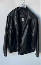 Load image into Gallery viewer, Arizona Mens Black Faux Leather Long Sleeve Front Full-Zip Jacket Size XL