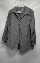 Load image into Gallery viewer, Anne Klein Womens Gray White Striped Button-Up Shirt Size Large