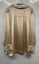 Load image into Gallery viewer, H&M Womens Light Khaki Long Sleeve Double-Breasted Satin Shirt Size XXL
